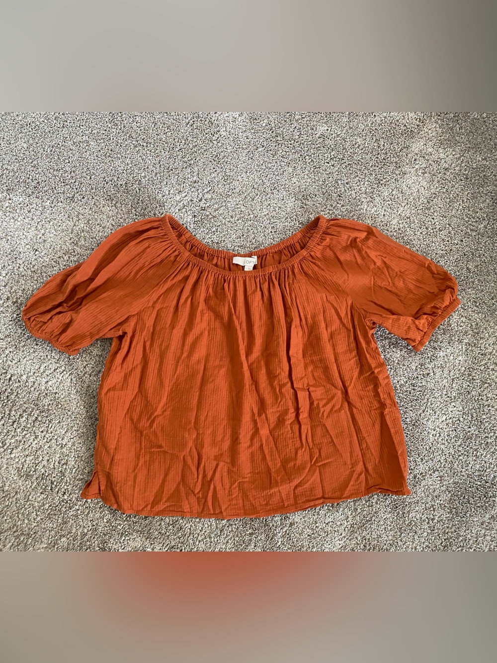 LOFT Rust Orange Off-Shoulder Peasant Blouse